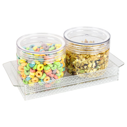 Tiffany Set of 2, 500ml Unbreakable Jars with a Serving Tray, Gift Set, Transparent