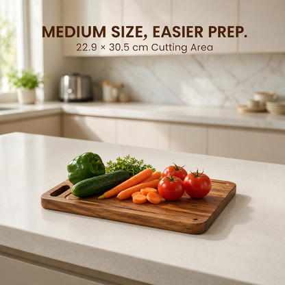 PEARLPET Premium Acacia Wood Chopping & Cutting Board | Reversible Kitchen Board | Serving Platter | Durable & Easy to Clean