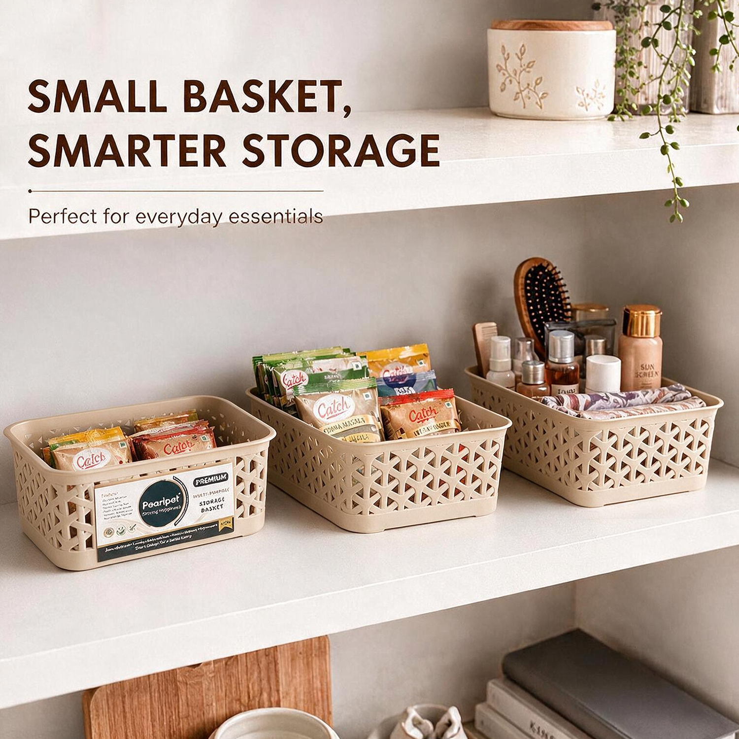 Pearlpet Everyday Basket Set of 3 with Lid – Smart organisation for every corner of your home — view 24