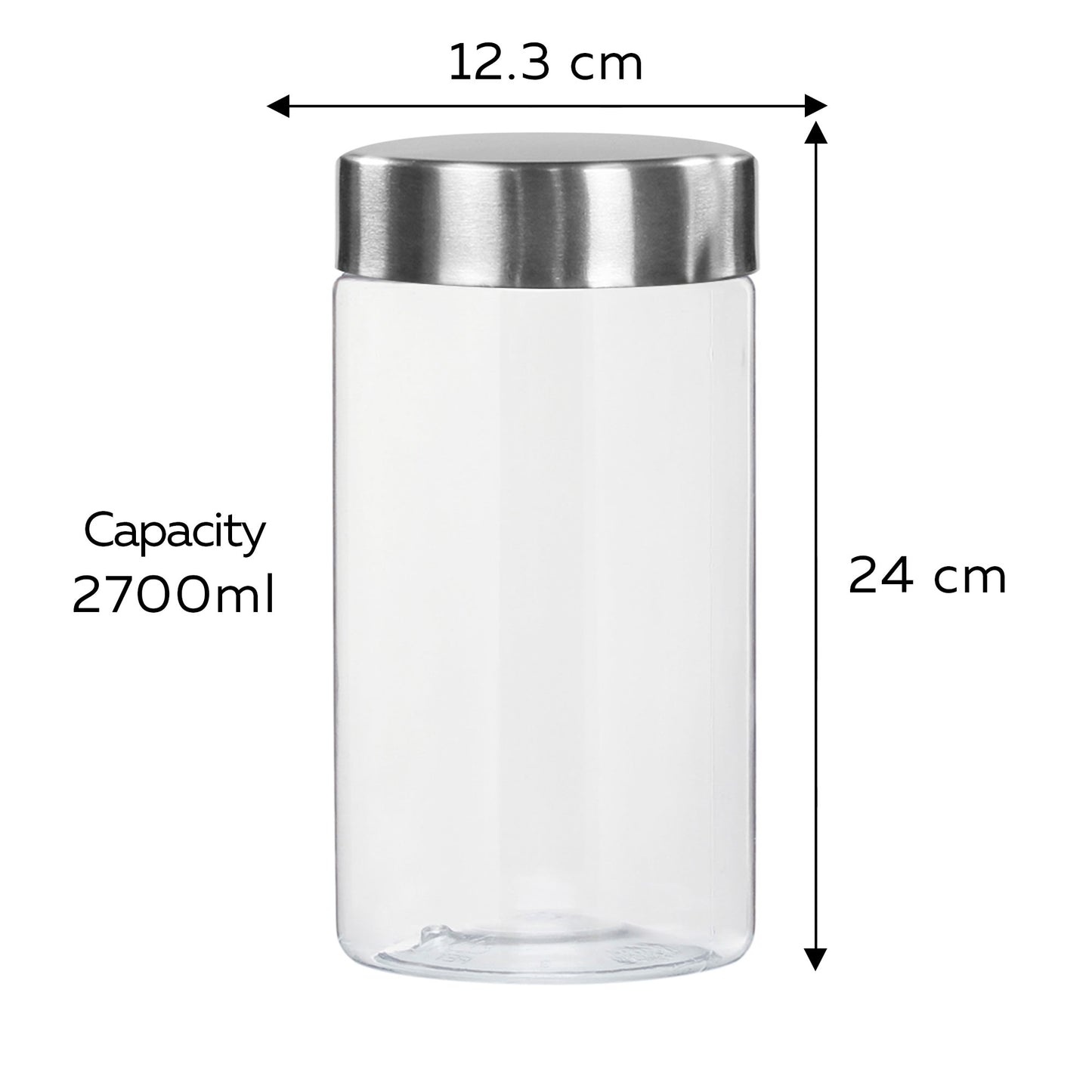 Plus Round Jars with Steel caps - Set of 3 - 2.7 litres