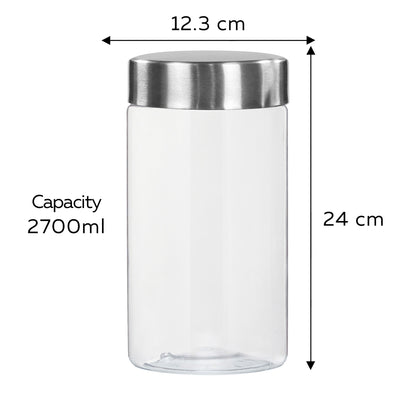 Plus Round Jars with Steel caps - Set of 3 - 2.7 litres