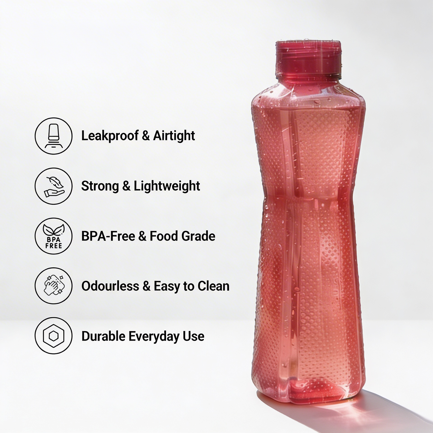 1000ml Hexagrip Square Water Bottle - Set of 6