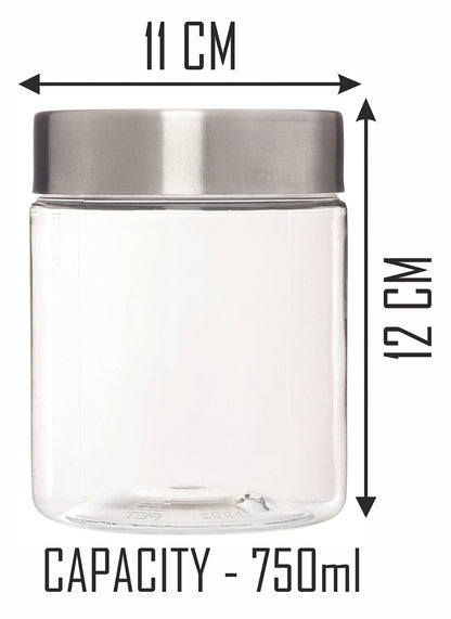 Plus Round Jars with Steel caps - Set of 6 - 750 ml