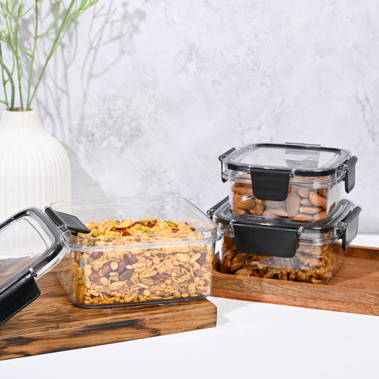 Melody Jars - Airtight, BPA-Free, Stackable Food Storage Containers | Set of 3 Unbreakable PET Jars (400ml, 600ml, 1000ml)