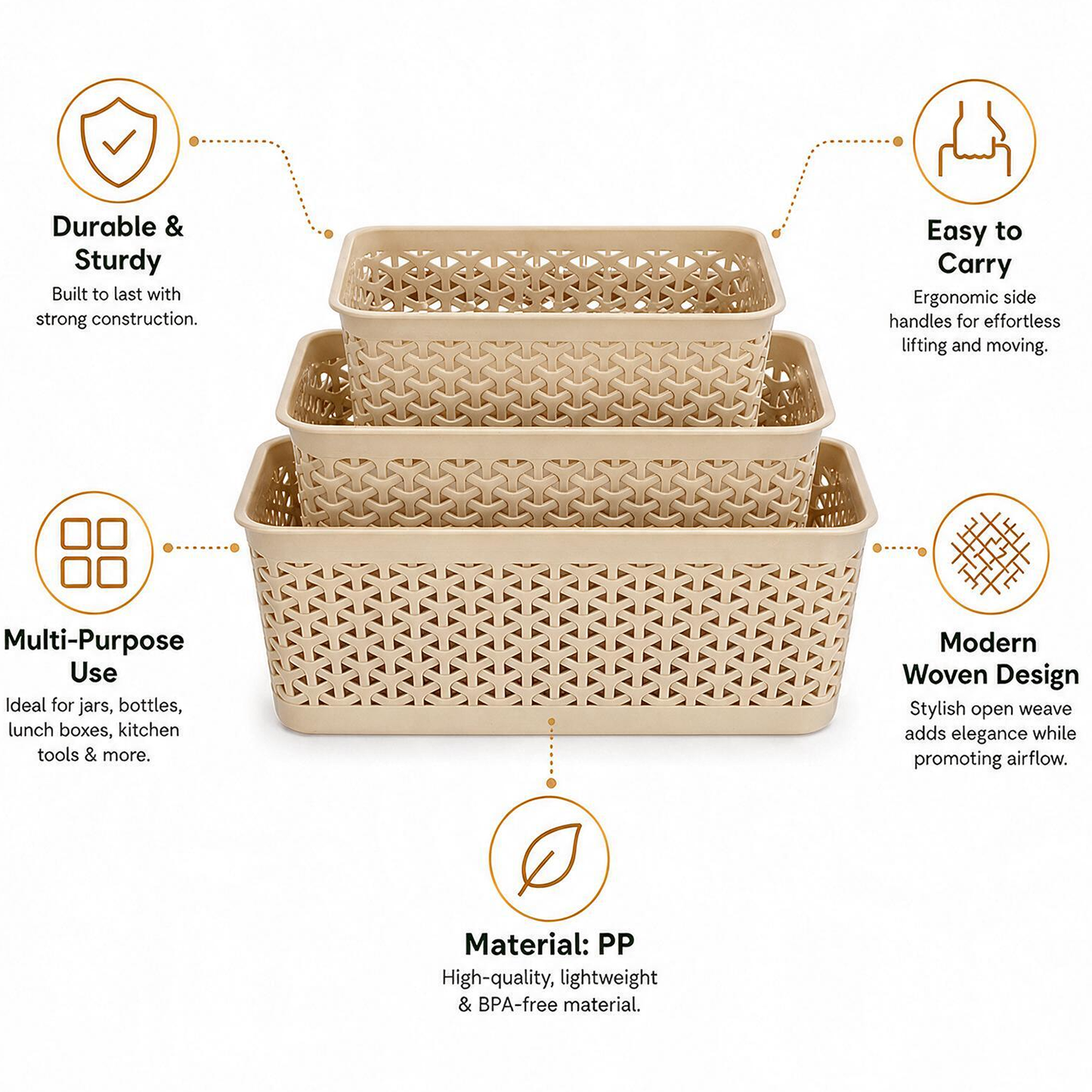 Pearlpet Everyday Basket Set of 3 with Lid – Smart organisation for every corner of your home — view 21