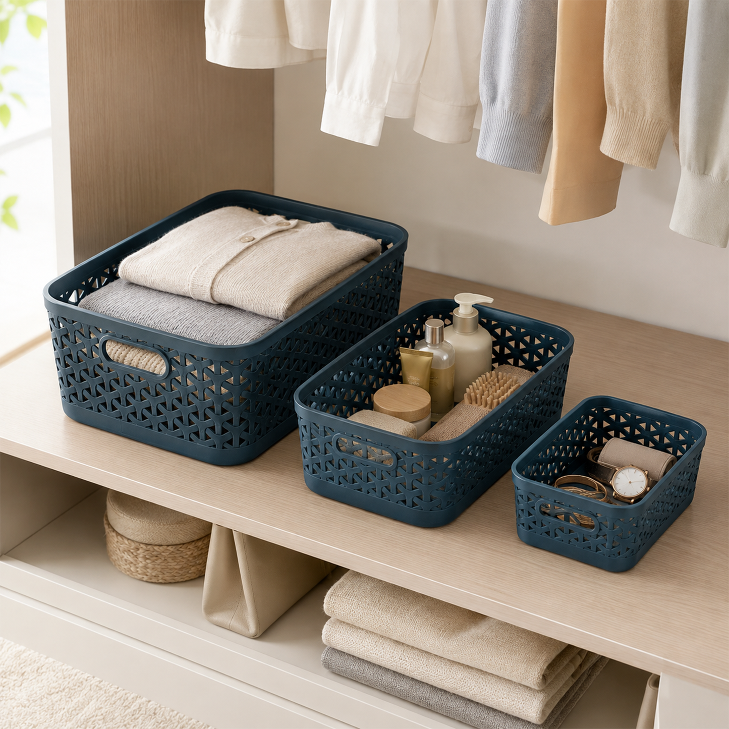 Pearlpet Everyday Basket Set of 3 with Lid – Smart organisation for every corner of your home — view 15