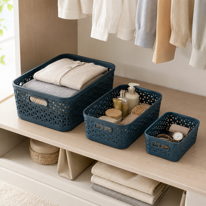 Pearlpet Everyday Basket Set of 3 with Lid – Smart organisation for every corner of your home — view 15