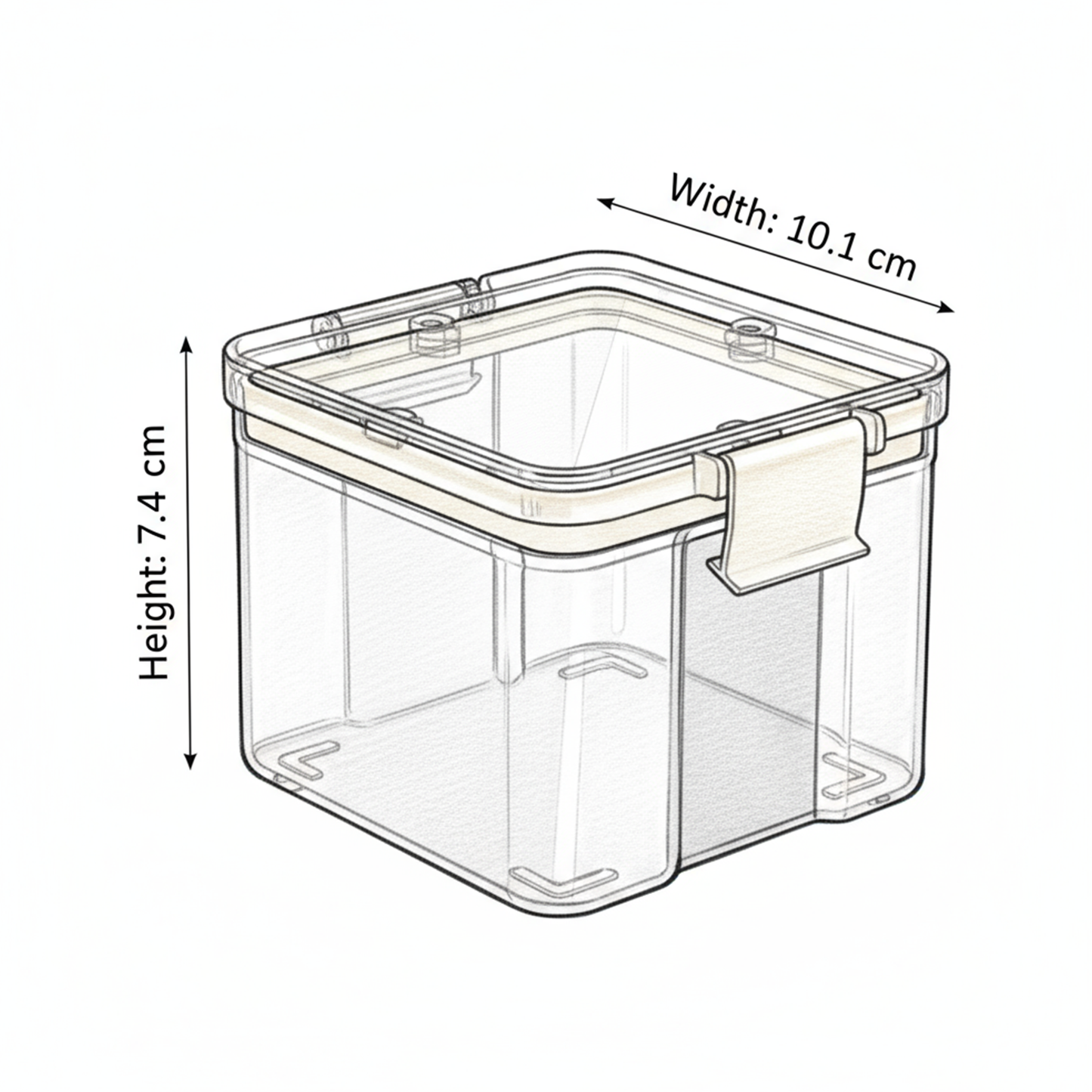 PEARLPET Click n Seal Kitchen Storage Container Set Of 4 Pcs (400 ml Each, Plastic, Square Shape)