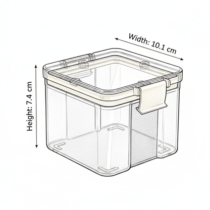 PEARLPET Click n Seal Kitchen Storage Container Set Of 4 Pcs (400 ml Each, Plastic, Square Shape)