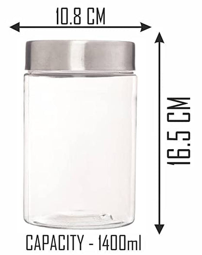 Plus Round Jars with Steel caps - Set of 6 - 1.4 litres