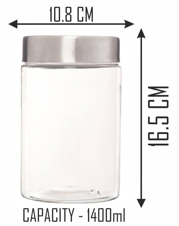 Plus Round Jars with Steel caps - Set of 4 - 1.4 litres