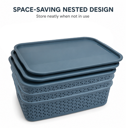 PEARLPET Everyday Basket Pack of 3 with Lid – Smart organisation for every corner of your home