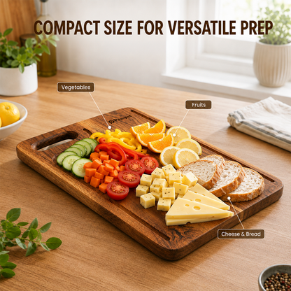 PEARLPET Premium Acacia Wood Chopping & Cutting Board | Reversible Kitchen Board | Serving Platter | Durable & Easy to Clean