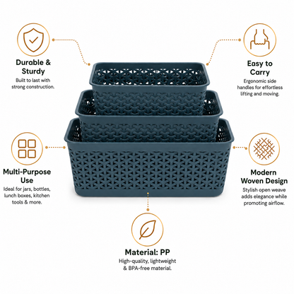 Pearlpet Everyday Basket Set of 3 with Lid – Smart organisation for every corner of your home — view 16