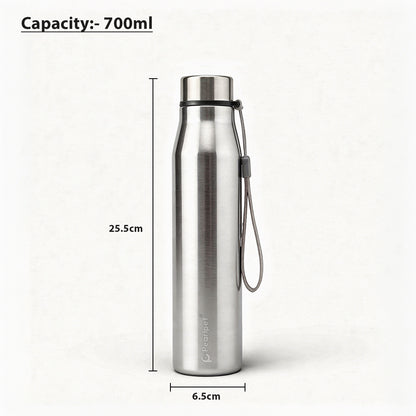 Aqualine Single Wall Steel Water Bottle – 700ml (Silver)