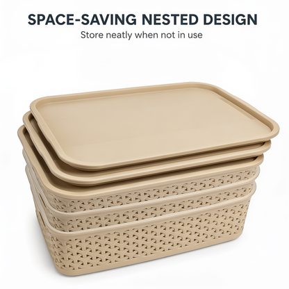 PEARLPET Everyday Basket Pack of 3 with Lid – Smart organisation for every corner of your home