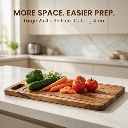 PEARLPET Premium Acacia Wood Chopping & Cutting Board | Reversible Kitchen Board | Serving Platter | Durable & Easy to Clean