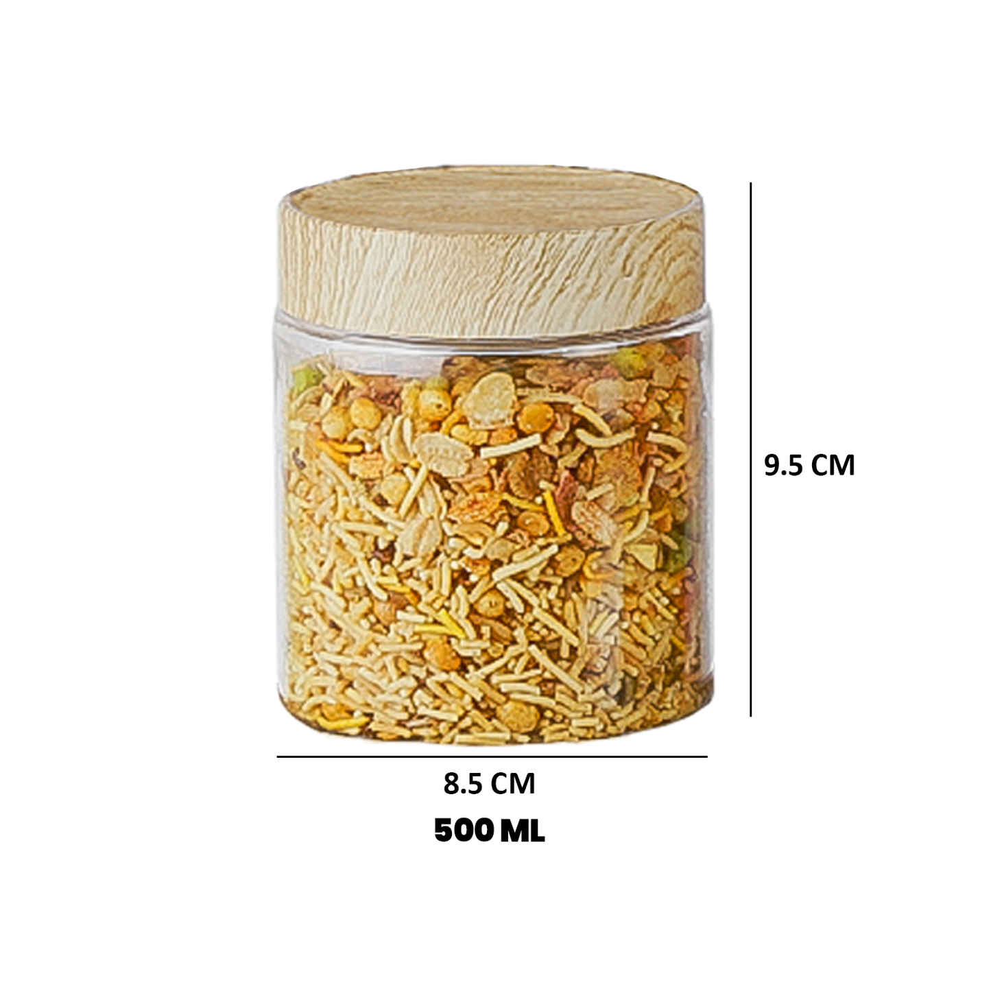 CORAL TRANSPARENT STORAGE JARS - SET OF 18 - WITH WOODEN LIDS - 200 ml, 500 ml, 1000 ml