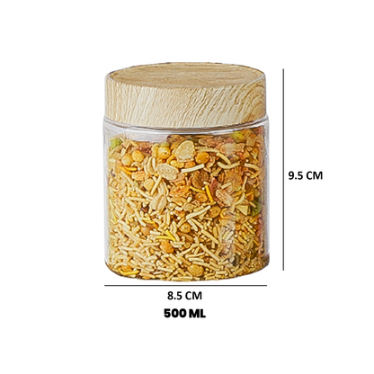 CORAL TRANSPARENT STORAGE JARS - SET OF 18 - WITH WOODEN LIDS - 200 ml, 500 ml, 1000 ml
