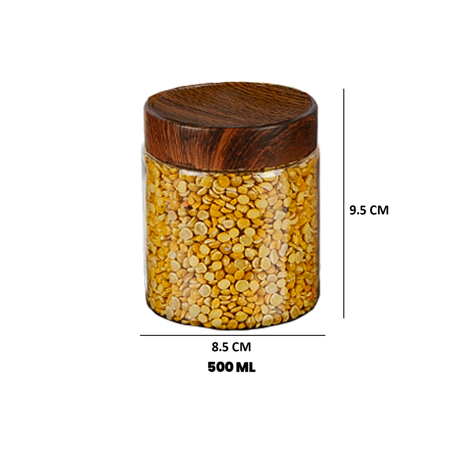 CORAL TRANSPARENT STORAGE JARS - SET OF 18 - WITH WOODEN LIDS - 200 ml, 500 ml, 1000 ml