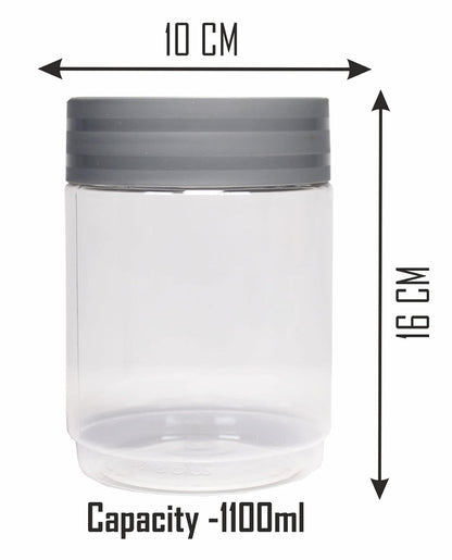 Modedge Plastic Jar Stackable Jar with Spoon, 1100 ml