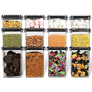 PEARLPET Click n Seal Plastic Kitchen Storage Container |BPA-Free Containers |Stackable Design |Set of 12 Pcs (400 ml,700 ml & 1200 ml)