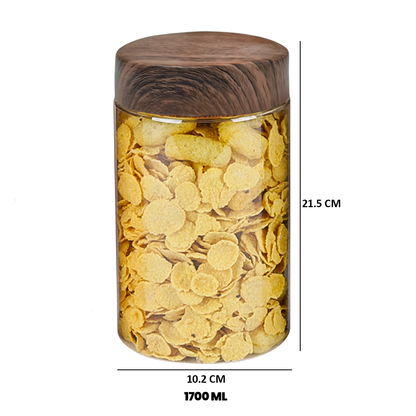 Coral Jars with Wooden like caps |Dark brown| Set of 6