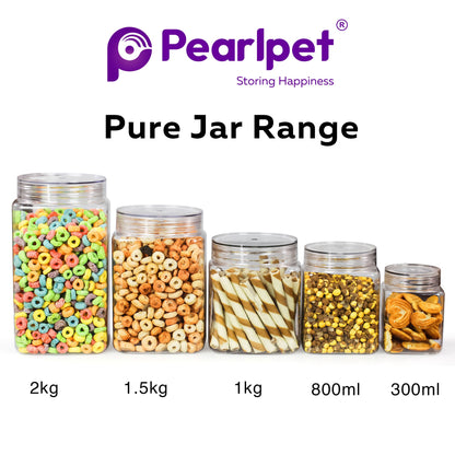 Pure Jars for Kitchen Storage | 6 pieces set with Spoon, 1000 ml