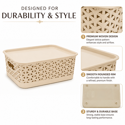 PEARLPET Everyday Basket Set of 3 with Lid – Smart organisation for every corner of your home