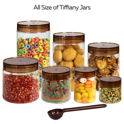 Tiffany Round Jars with spoons - Set of 18 - 300 ml, 500 ml, 1400 ml