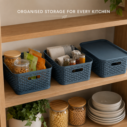 PEARLPET Everyday Basket Pack of 3 with Lid – Smart organisation for every corner of your home