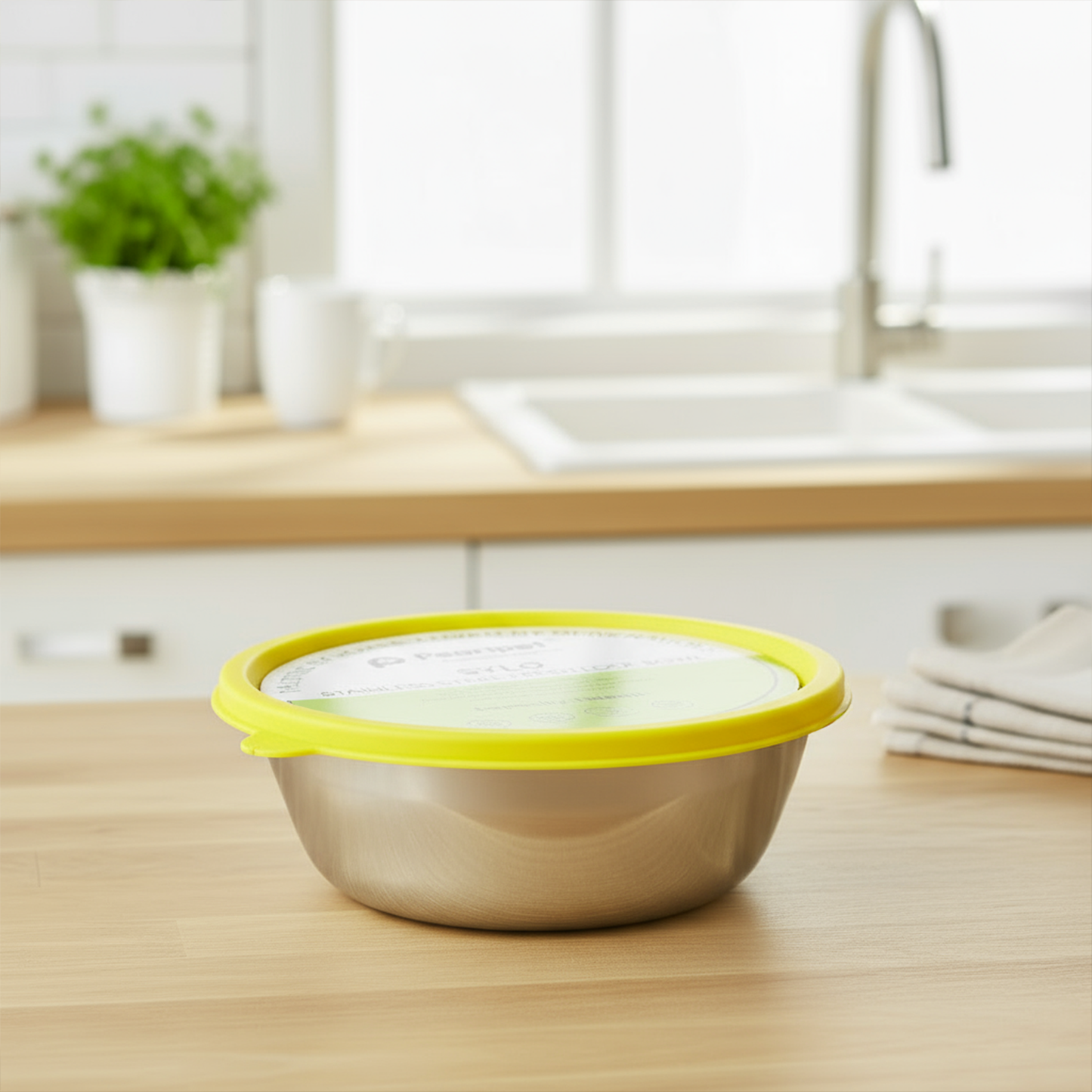 Sylo Stainless Steel Bowl 1300 ml | Airtight Food Storage Bowl with BPA-Free Lid