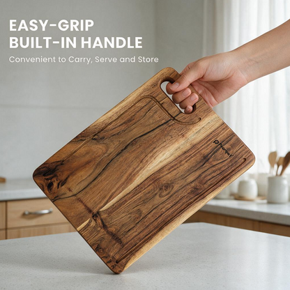 PEARLPET Premium Acacia Wood Chopping & Cutting Board | Reversible Kitchen Board | Serving Platter | Durable & Easy to Clean