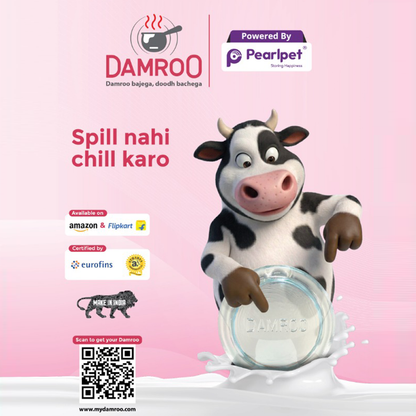 Damroo Smart Glass Milk Boiler with Boil Alert | Spill-Proof, Heat Resistant Glass Pot