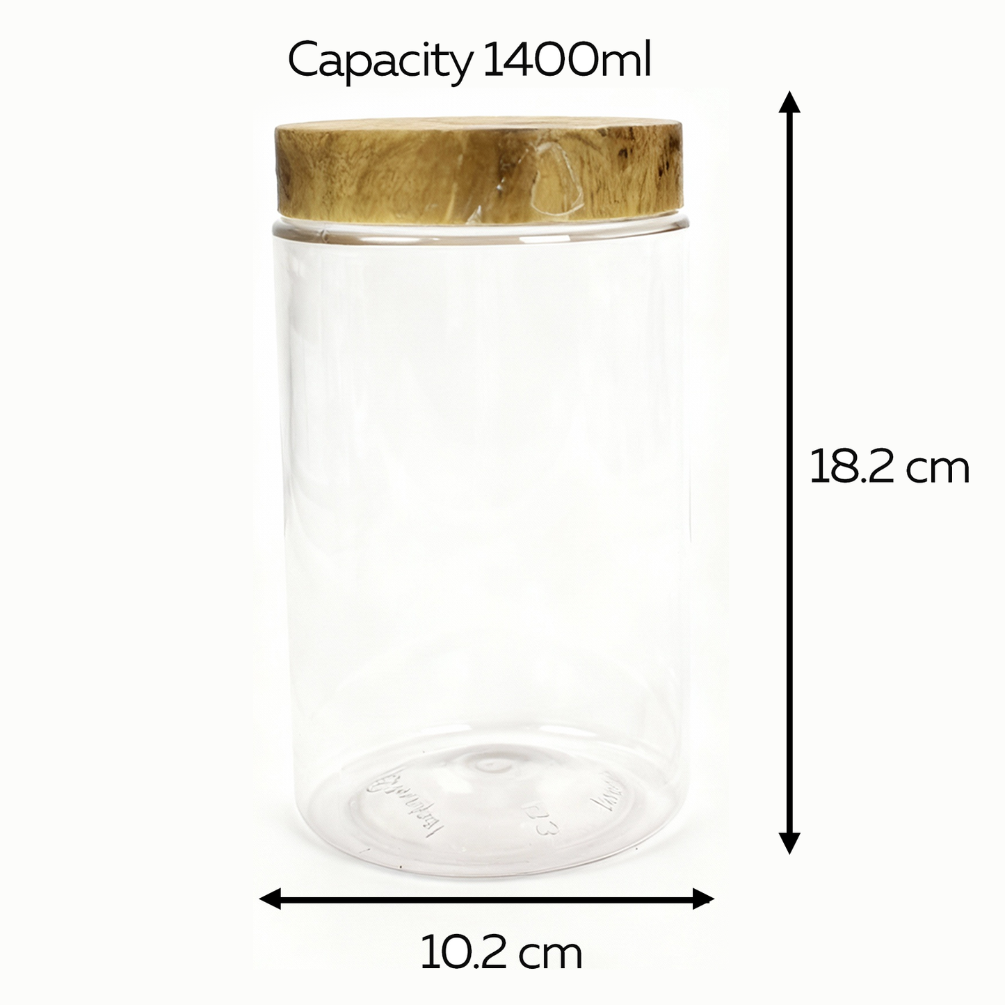 CORAL TRANSPARENT STORAGE JARS - SET OF 18 - WITH WOODEN LIDS - 200 ml, 500 ml, 1400 ml