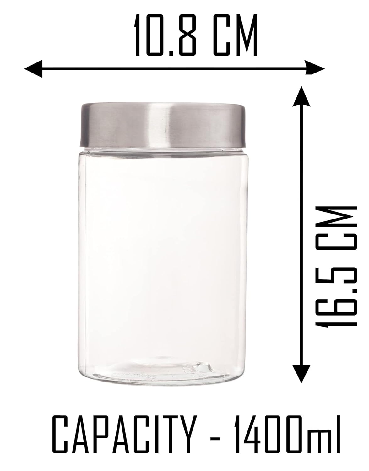 Plus Round Jars with Steel caps - Set of 18 - 300 ml, 500 ml, 1.4 litres