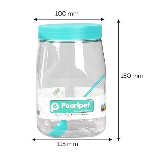 Space Saver Square Jar Set with Plastic LID, 1000 ml, 4 Pcs