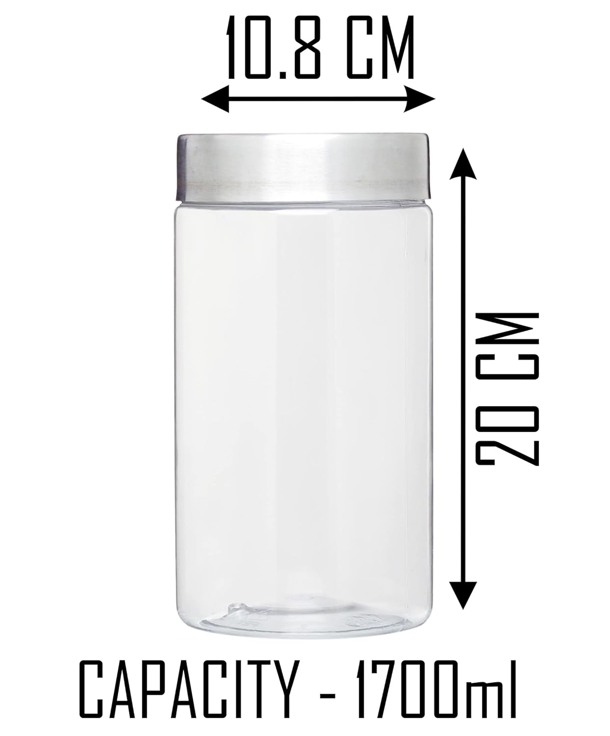 Plus Round Jars with Steel caps - Set of 18 - 300 ml, 500 ml, 1.7 litres