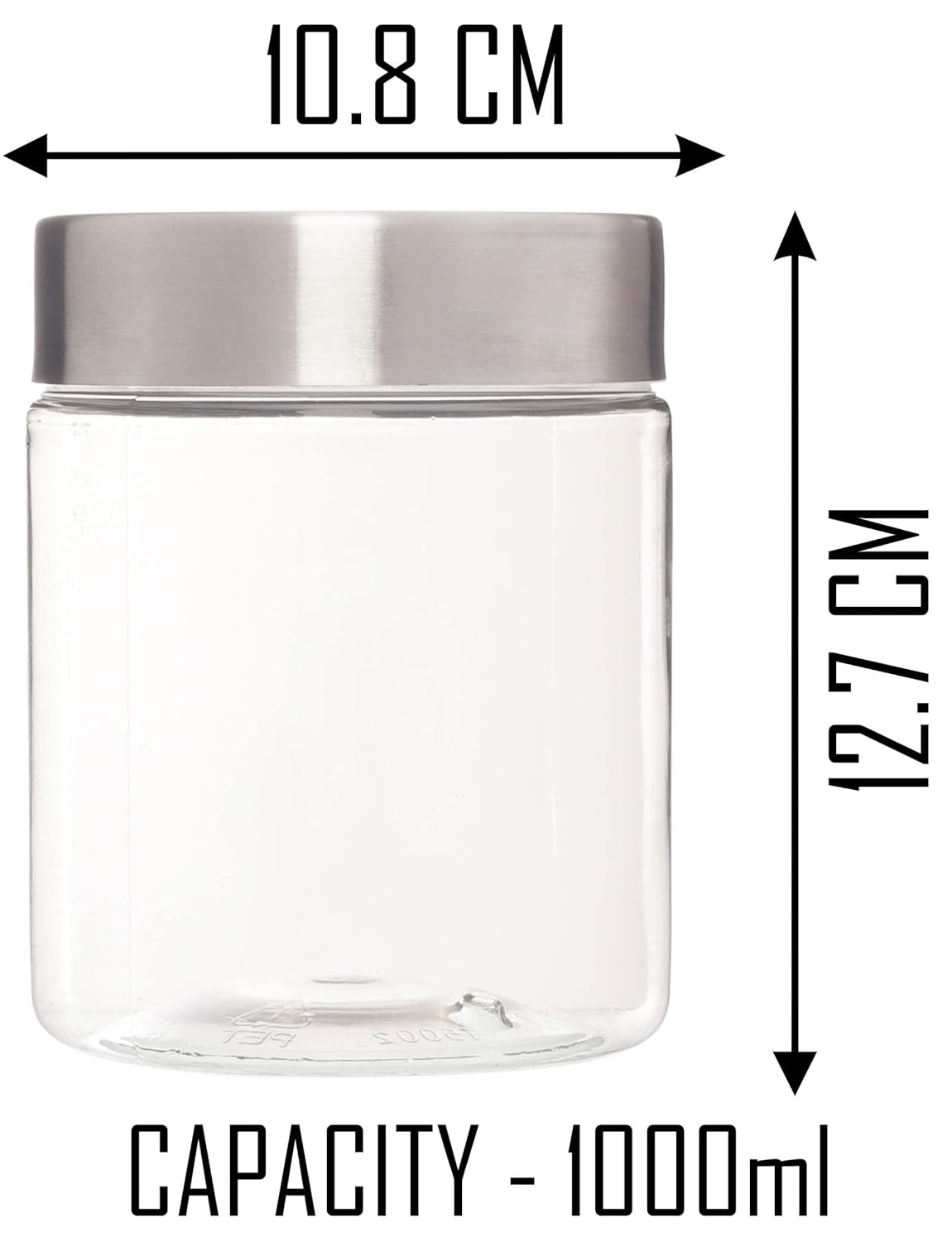 Plus Round Jars with Steel caps - Set of 18 - 300 ml, 500 ml, 1000 ml