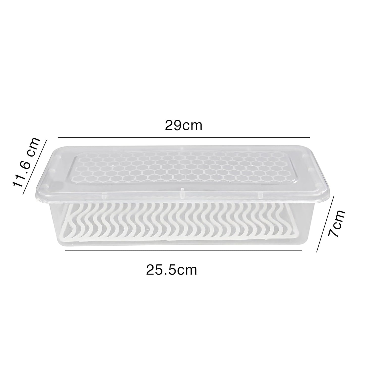 Fridge Storage Boxes (Pack of 6), Fridge Organiser with Removable Drain Plate 1500 ML Container Box