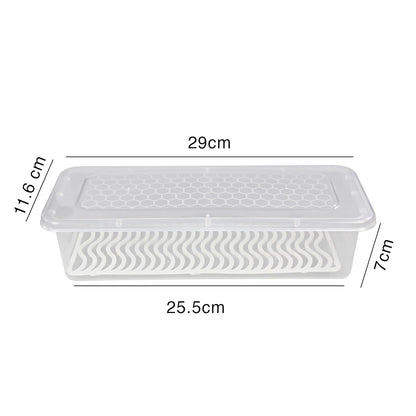 Fridge Storage Boxes (Pack of 6), Fridge Organiser with Removable Drain Plate 1500 ML Container Box