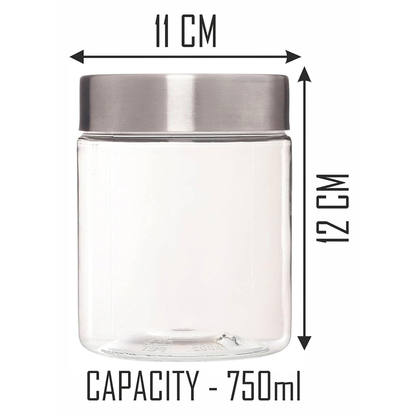 Plus Round Jars with Steel caps - Set of 6 - 750 ml