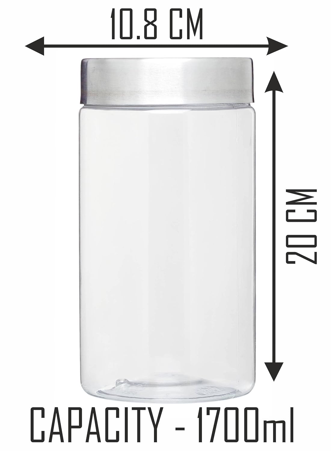 Plus Round Jars with Steel caps - Set of 4 - 1.7 litres