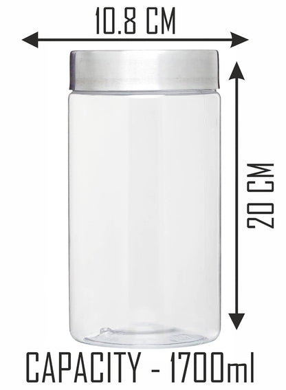 Plus Round Jars with Steel caps - Set of 6 - 1.7 litres