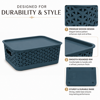 PEARLPET Everyday Basket Set of 3 with Lid – Smart organisation for every corner of your home