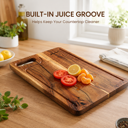PEARLPET Premium Acacia Wood Chopping & Cutting Board | Reversible Kitchen Board | Serving Platter | Durable & Easy to Clean