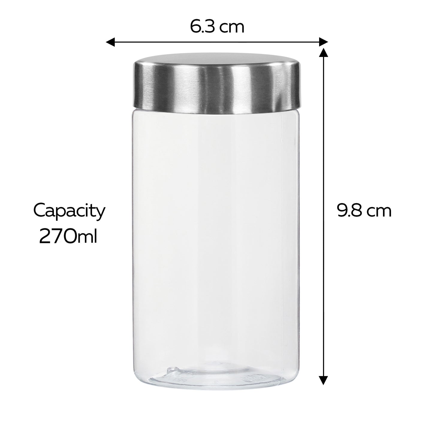 Plus Round Jars with Steel caps - Set of 6 - 270 ml