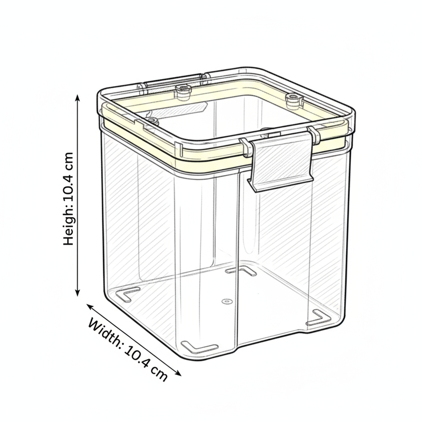 PEARLPET Click n Seal Kitchen Storage Container Set Of 2 Pcs (700 ml Each, Plastic, Square Shape)