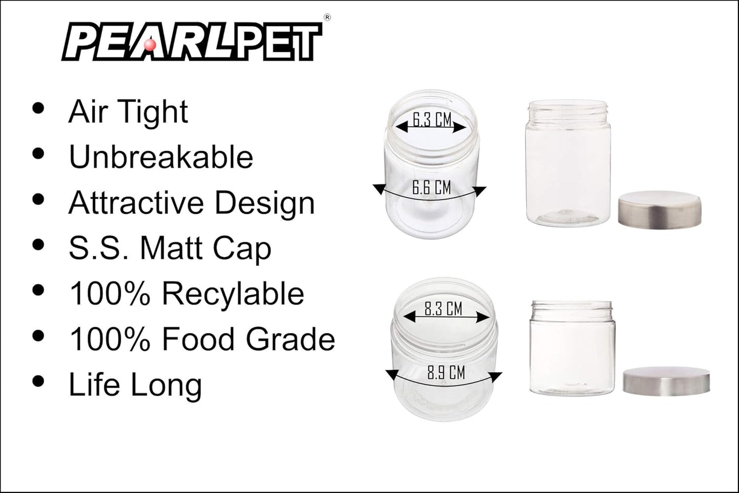 Plus Round Jars with Steel caps - Set of 18 - 300 ml, 500 ml, 1000 ml