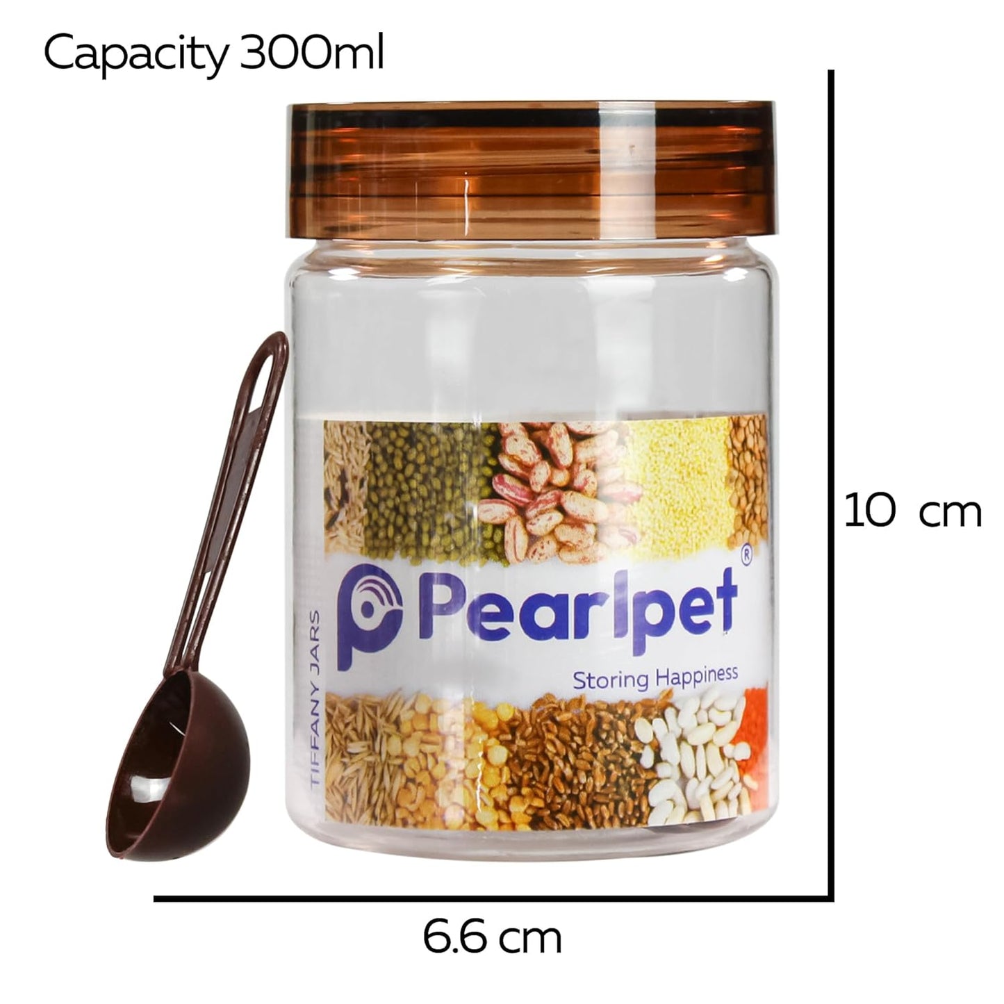 Tiffany Container Set for Kitchen Storage Set with Spoons, ((200ml-3pcs),(300ml-3pcs) Set of 6)